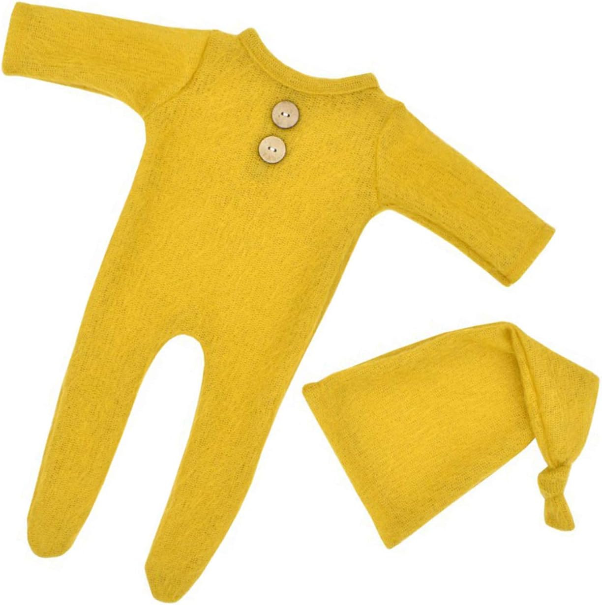 SH-RuiDuNewborn Photography Outfit, 2 Pcs Infant Photo Costume Knitted Hat Footed Romper for 0-1 Month Newborn Boys Girls
