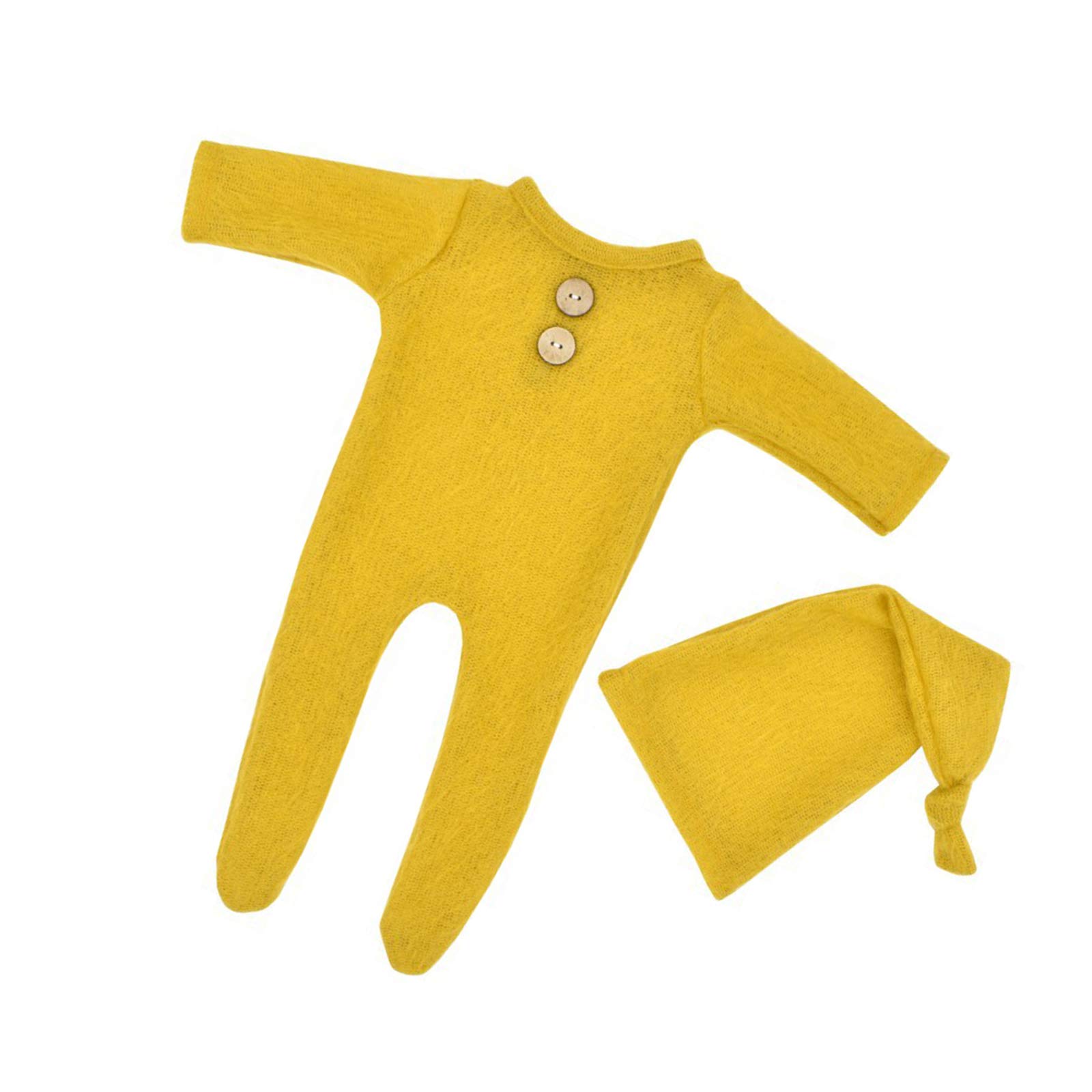 SH-RuiDuNewborn Photography Outfit, 2 Pcs Infant Photo Costume Knitted Hat Footed Romper for 0-1 Month Newborn Boys Girls