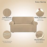 Vista 529 de Easy-Going Funda Elástica para Sofá de 1 Pieza Protector de Muebles para Sofá Suave con Parte Inferior Elástica para Niños, Tela Jacquard