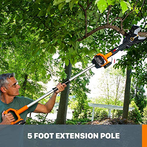 Worx WG321 20V Power Share Cordless 6-inch JawSaw Chainsaw with 5-ft Extension Pole