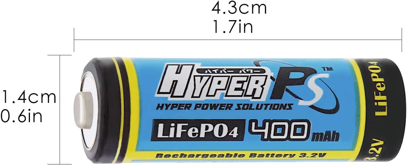 (20-Pack) HyperPS 3.2V LiFePo4 14430 (14 x 43mm) 400mAh Rechargeable Battery for Solar Panel Light, Tooth Brush, Shaver, Flashlight
