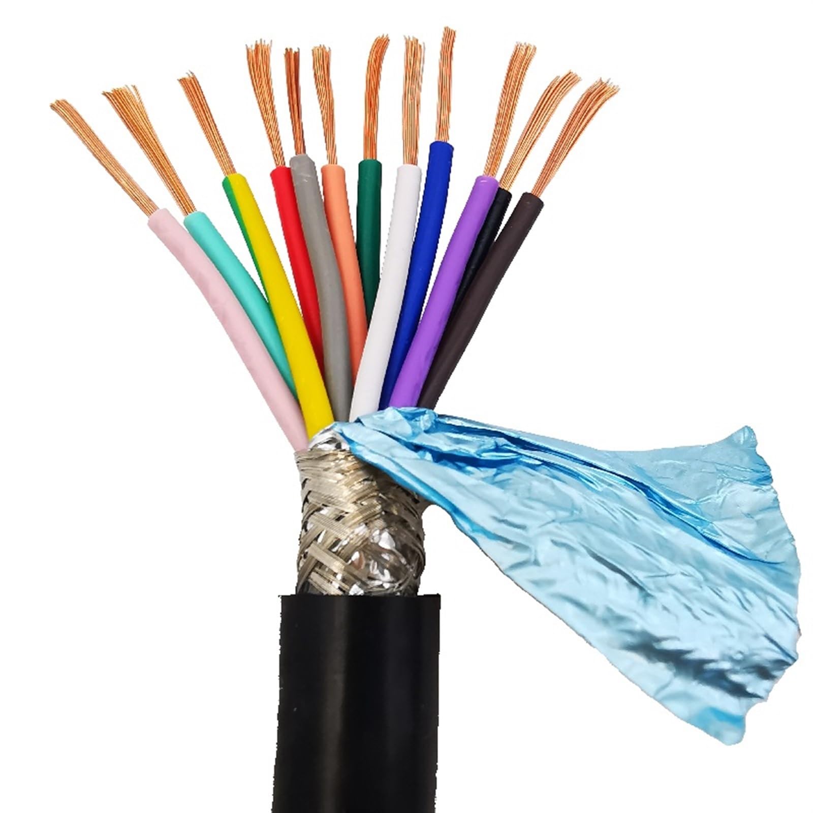 cavo schermato, Cavo schermato a doppio strato UL2464, AWG multipli e anime di diverse dimensioni(12cores,18awg 0.75mm 1meter)
