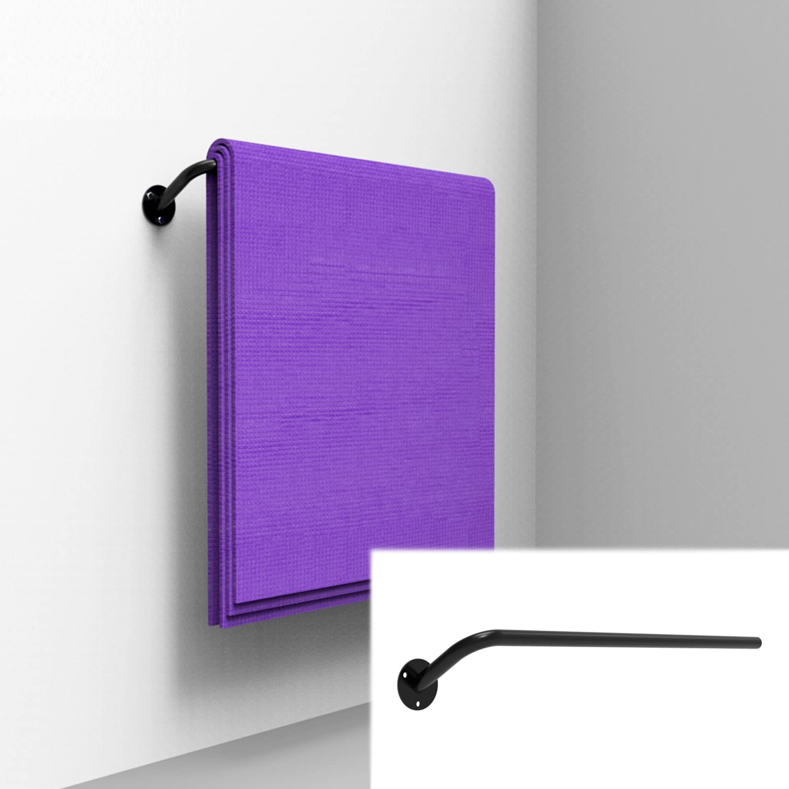 Soporte para esterilla de yoga montado en la pared, resistente, organizador de almacenamiento para gimnasio en casa, ahorra espacio