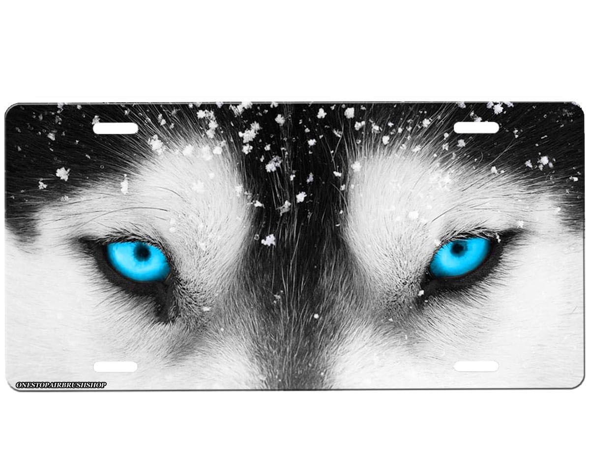 Wolf Eyes Front License Plate with Custom Background Options