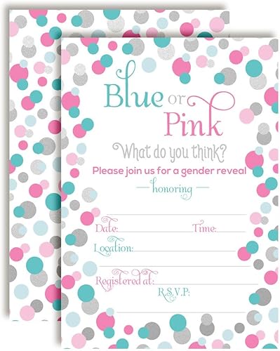 AmandaCreation - Invitaciones para baby shower 197 x 71in diseño de lunares color rosa y azul
