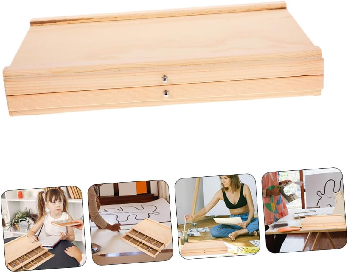 Uonlytech Wooden Art Supply Storage Box Multiple Drawers Portable Organizer for Artists and Students for Outdoor Sketching and Painting