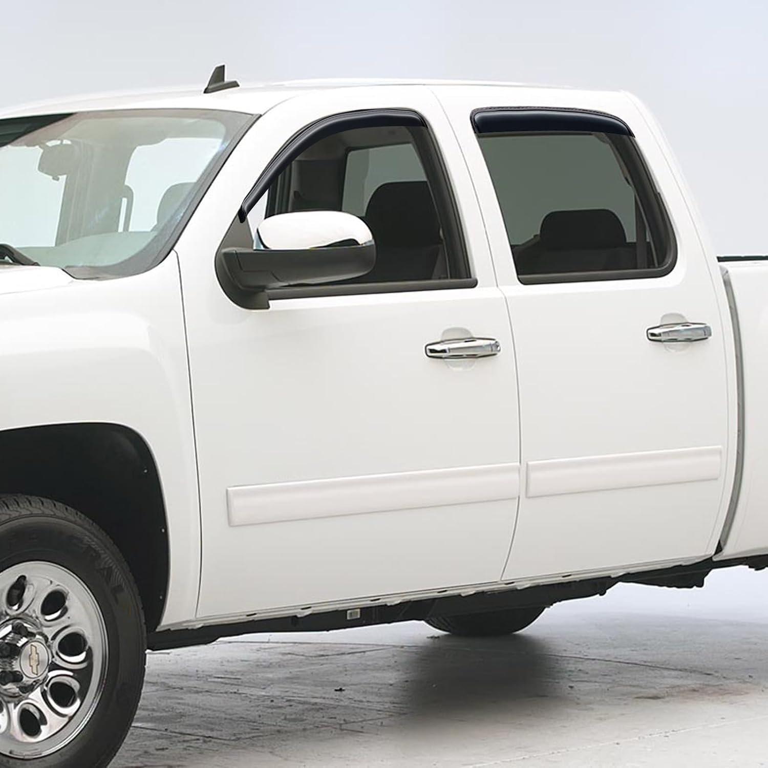 in-Channel Window Visors Rain Guards for 2007-2013 Chevy Silverado/GMC Sierra 1500/Avalanche Crew Cab, Window Vent Wind Shades Deflectors for 07-14 Silverado/Sierra 2500HD 3500HD Crew