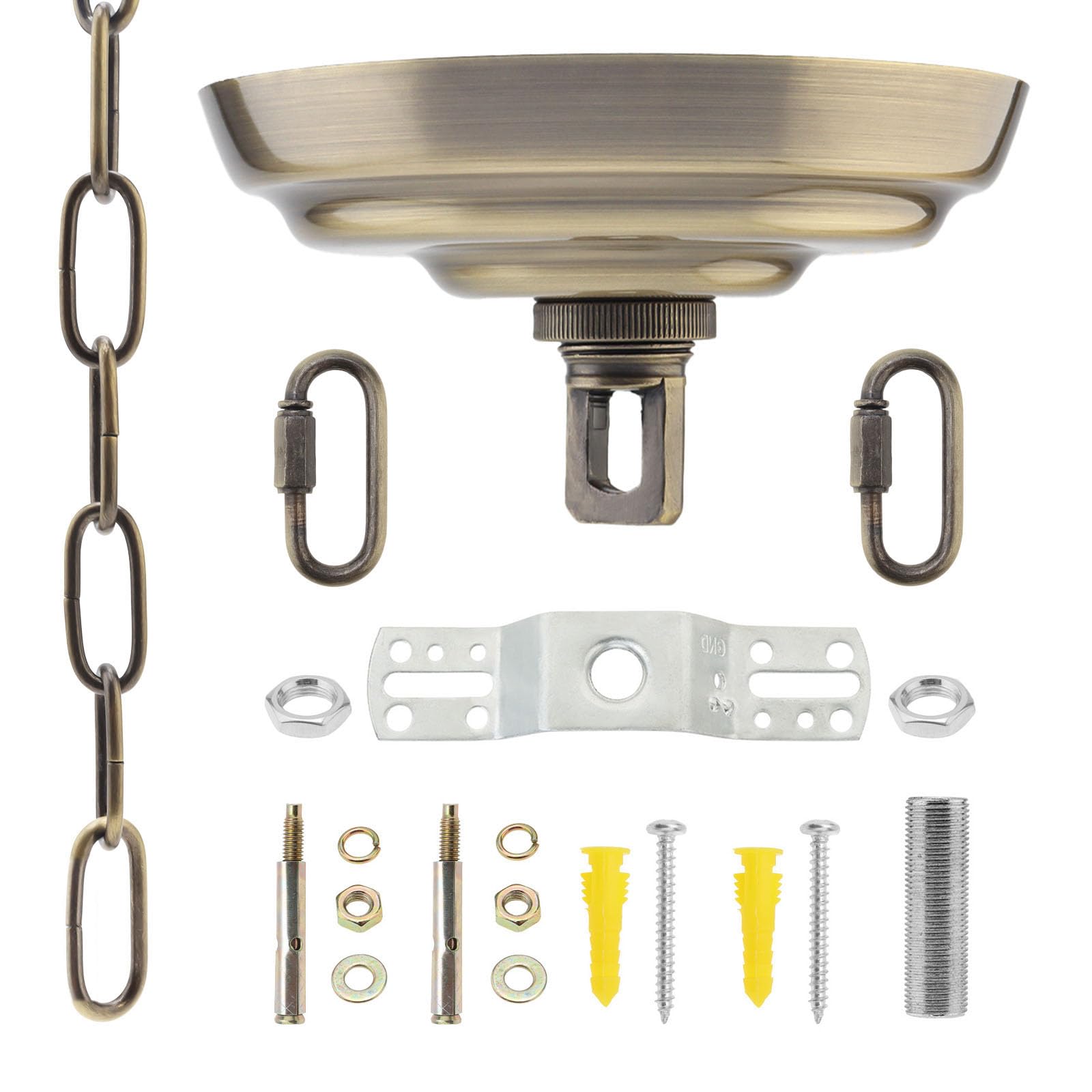 Kit de toldo de lámpara de 5 pulgadas con cadena de araña de 3.2 pies, kit de luz colgante con soporte de montaje para luz colgante (bronce)