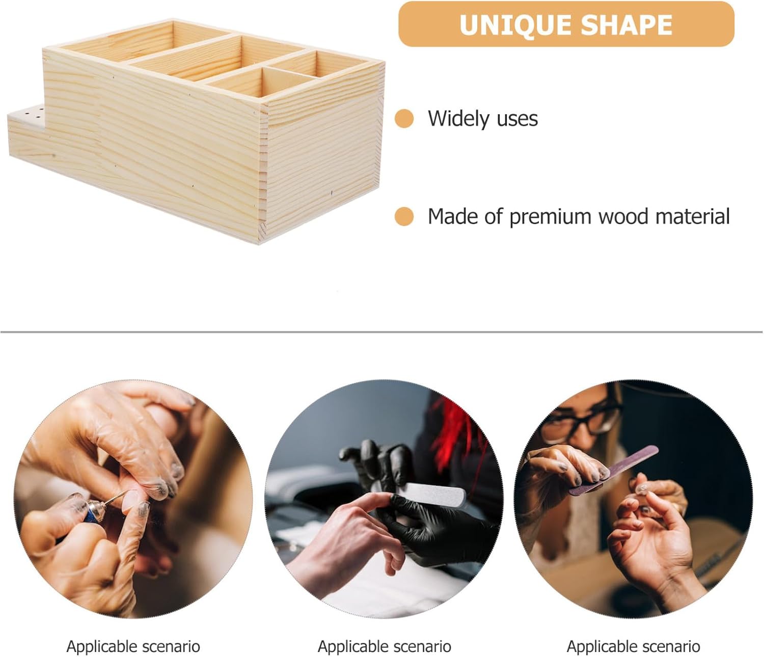 UTHCLO Manicure Drill Case Nail Drill Bit Display Holder Large Wooden Grinding Head Storage Box Nail Tool Organizer Desktop Use
