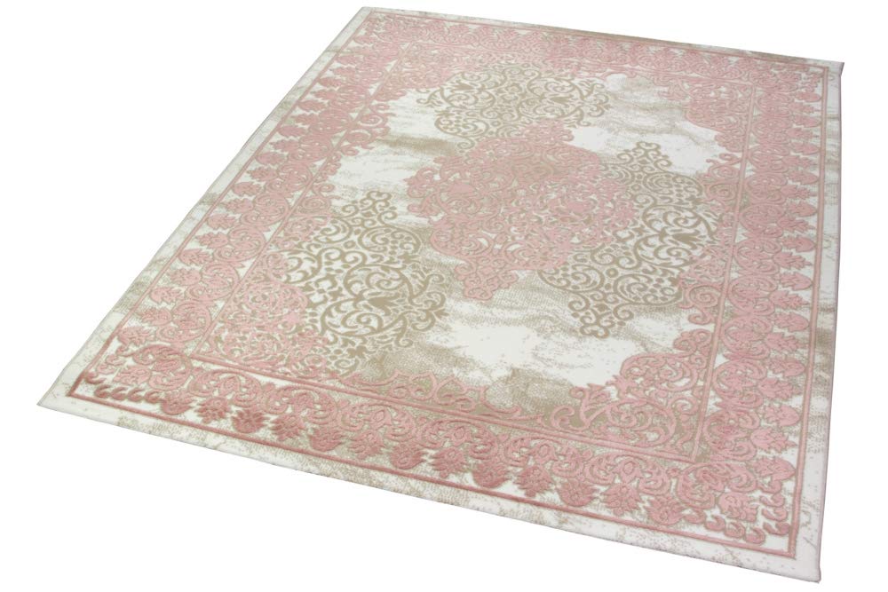 CARPETIA Tapis de Salon modèle Vintage Oriental Rose Beige Größe 120x170 cm