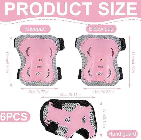 IKOPFLN Ensemble de 6 pièces Protection Roller Enfant Fille - Genouillères - Protection Skateboard Enfant Scooter Inline Skate - 2