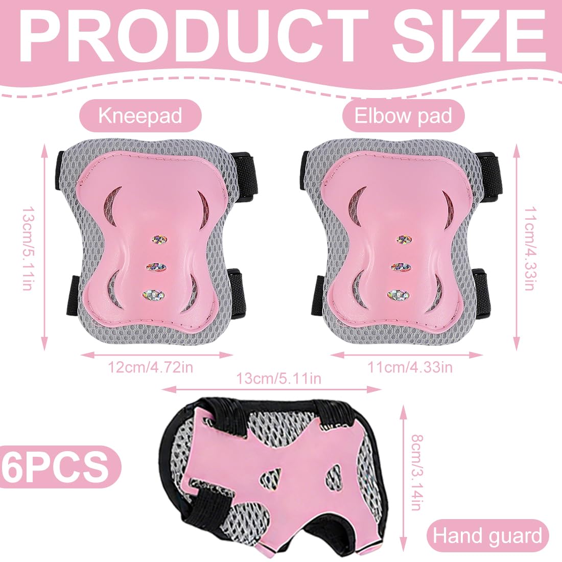 IKOPFLN Ensemble de 6 pièces Protection Roller Enfant Fille - Genouillères - Protection Skateboard Enfant Scooter Inline Skate - 3