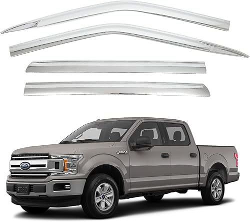 Miniatura 8 de AUTOCLOVER Juego de 4 viseras laterales para Ford F150 SuperCrew 2015 2016 2017 2018 2019 2020 (13 generación F-150)  Deflector de protección fuera