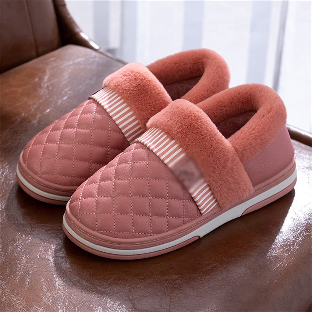 SHYPT Waterproof Cotton Slippers Women Winter Home Non-slip Household  Warmth Thick-soled Plush Cotton Shoes (Color B, Size 38/39)