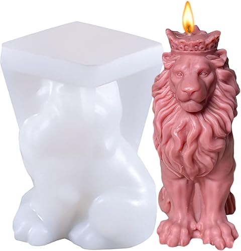 Molde de vela de silicona, molde de resina hecho a mano de león, molde de jabón de cera de aroma de soja de yeso, molde de silicona para decoración