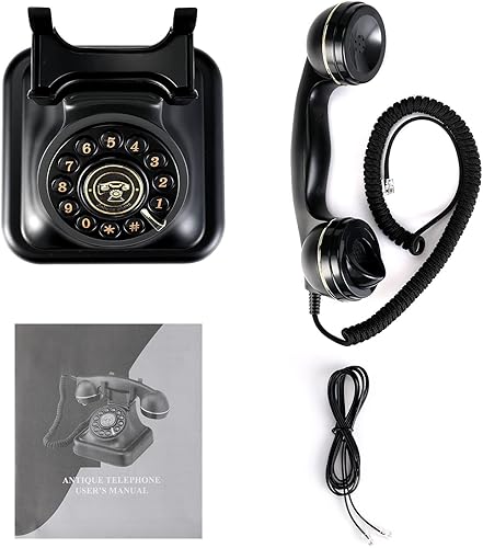 Vista 7 de Teléfono Fijo Retro, Teléfono Clásico con Cable Vintage, Teléfono de Dial Clásico de Moda Antigua, Teléfono Fijo con Cable para Escritorio