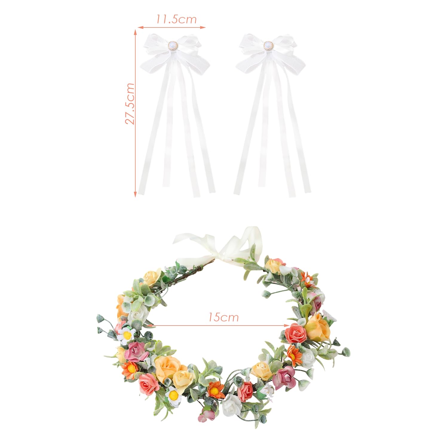 1 Pastoral Style Headband, 1 Pair Of Lace Headbands, Flower Crown Headband, Women's Flower Headband, Women's Flower Crown, Flower Headband, Flower Headdress - Image 2
