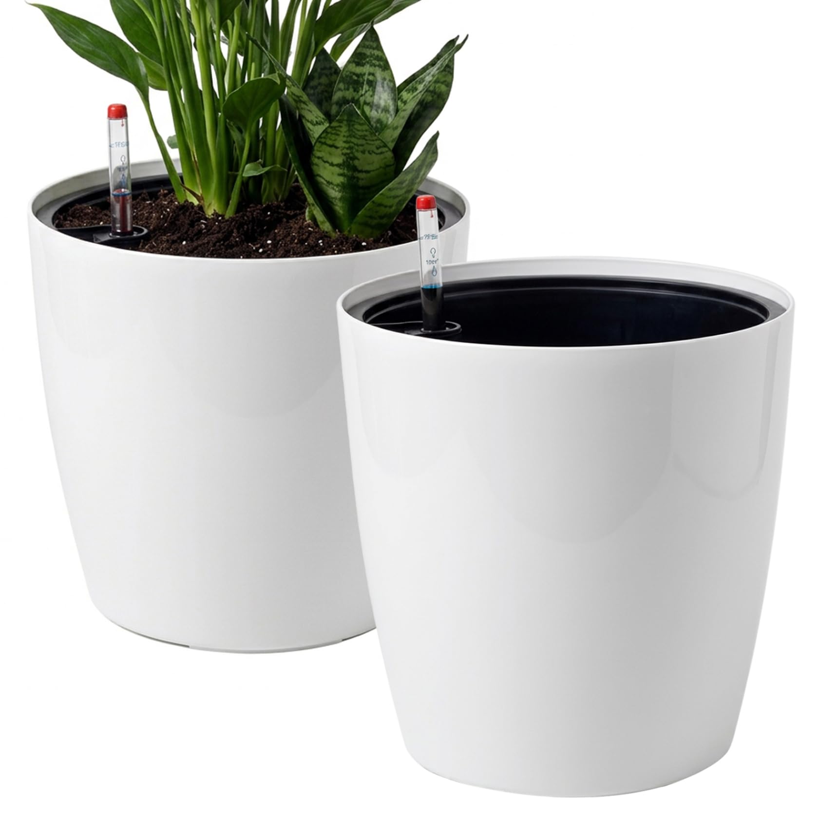 Pots à arrosage automatique pour salon et patio, grands pots de fleurs design blanc 25cm