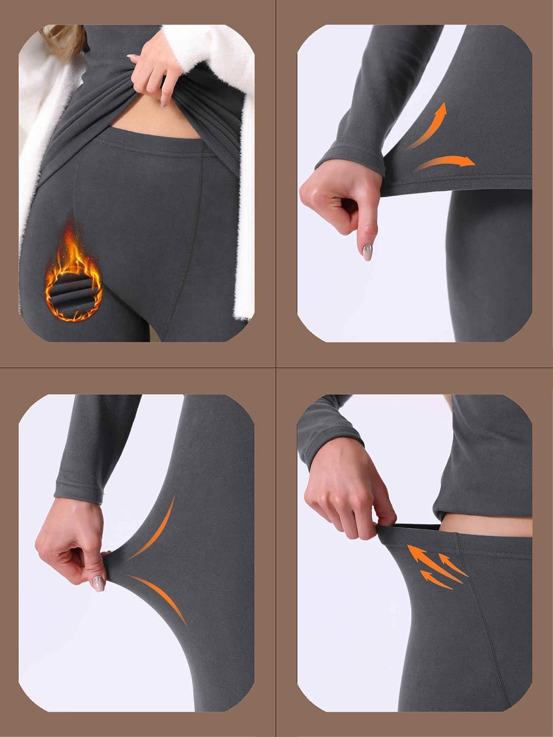 cheibear Womens Base Layer Underwear Sets Long Sleeve Shirt & Leggings Warm Winter Pajamas Thermals Long Johns
