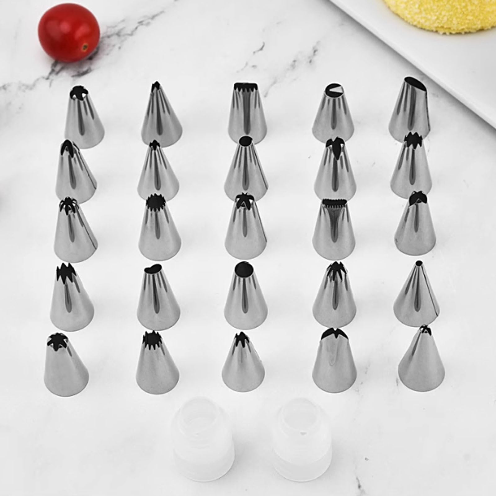 Juego de decoración Pasteles Acero Inoxidable 25 Piezas Completo con Caja Almacenamiento Herramientas for Hornear for Puntas pastelería Crema Mantequilla(Wei�)
