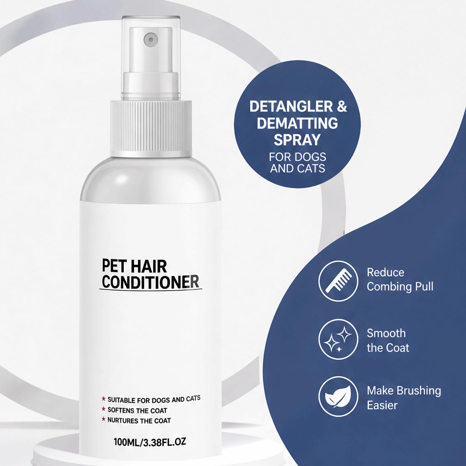 Spray démêlant pour Chiens et revitalisant sans rinçage pour Chiens -, Spray revitalisant Antistatique, Spray de toilettage hydratant, Brillance Soyeuse et Brume de Pelage Lisse (5PCS)