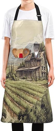 Miniatura 2 de Burbuja Village Path Kitchen Apron for Women Men Chef with 2 Pockets, Adjustable Bib Apron Water & Oil Resistant for Cooking, Machine Washable