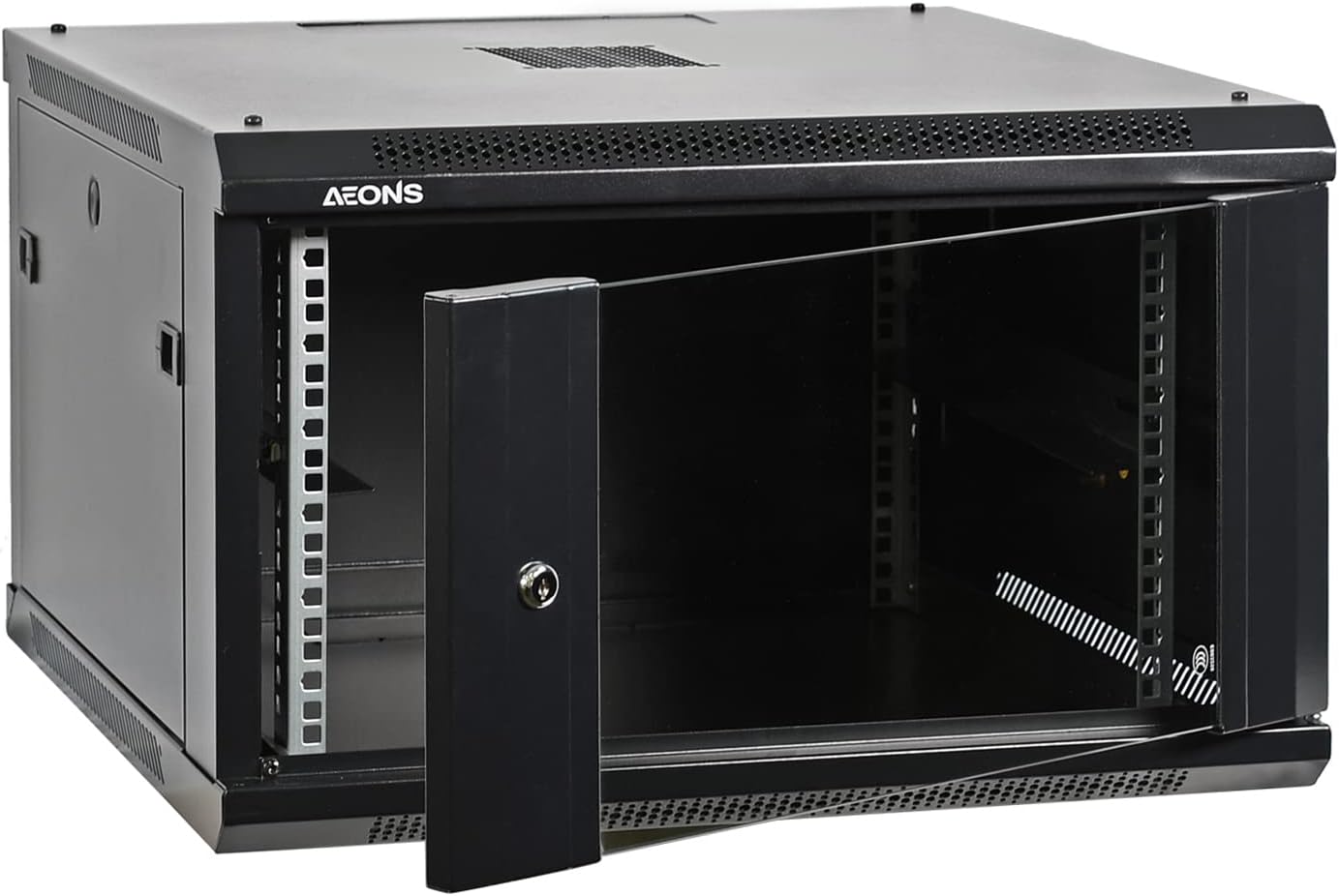 - AEONS Professional Wall Mount 19-Inch IT Server Rack Network Cabinet Enclosure 6U 24" Mid-Depth Glass Door Black