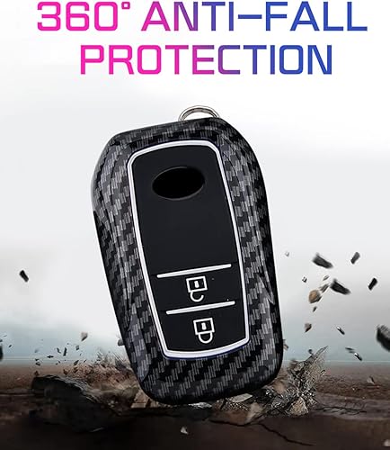 Miniatura 10 de HIBEYO Funda para llave de Toyota con 4 botones para Toyota Land Cruiser 4Runner RAV4 Camry Highlander 2023-2019, accesorios con llavero remoto