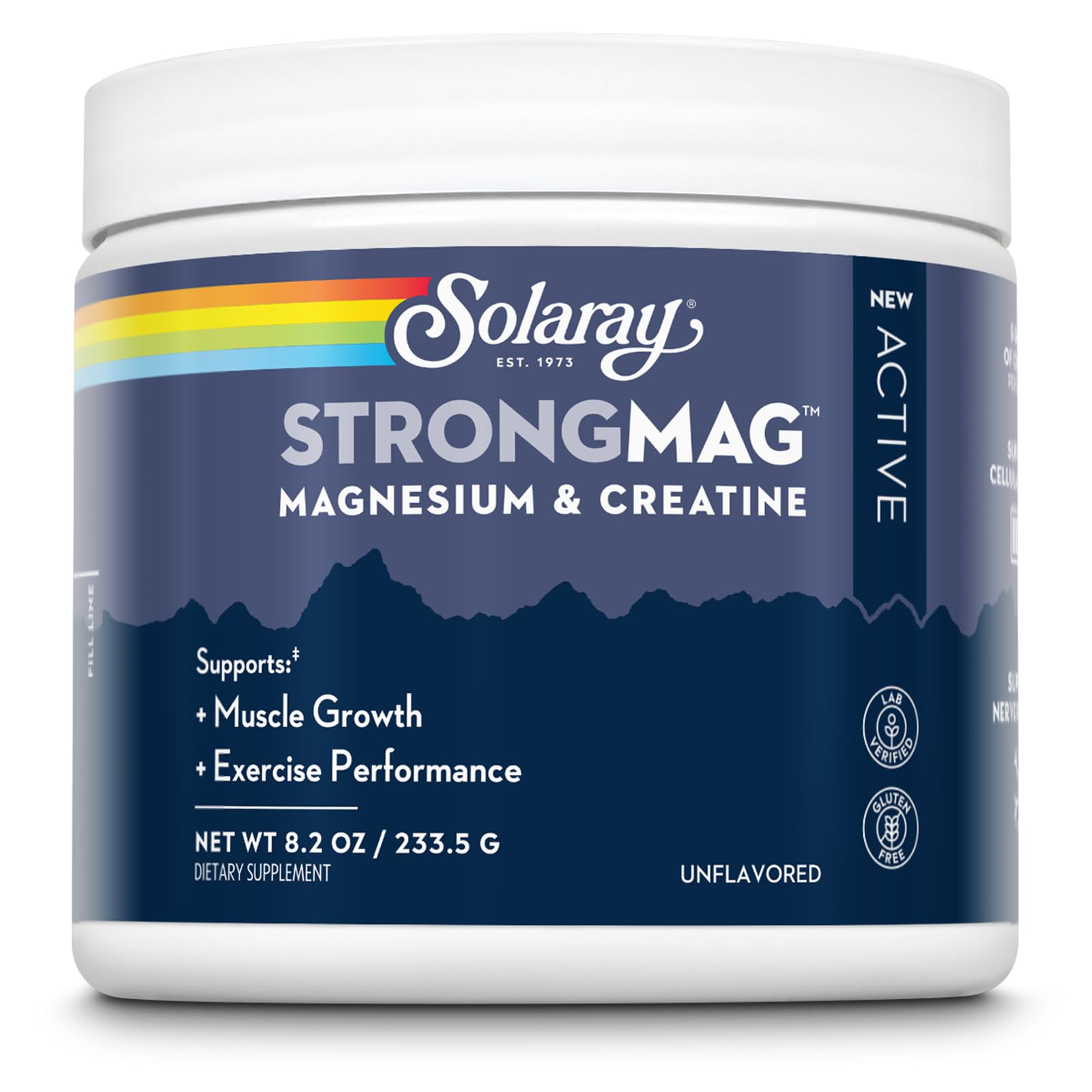 SOLARAY StrongMAG - Creatine Monohydrate Powder for Muscle Growth Support and Magnesium Malate for Cellular Energy Support - Unflavored Magnesium Powder - Vegan and Gluten Free - 30 Servings, 8.2 OZ