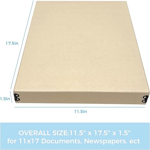 Vista 292 de Lineco, Caja de almacenamiento de archivos de museo de color tostado de 9 x 12 pulgadas, diseño frontal caído. Sin ácidos con borde de metal.