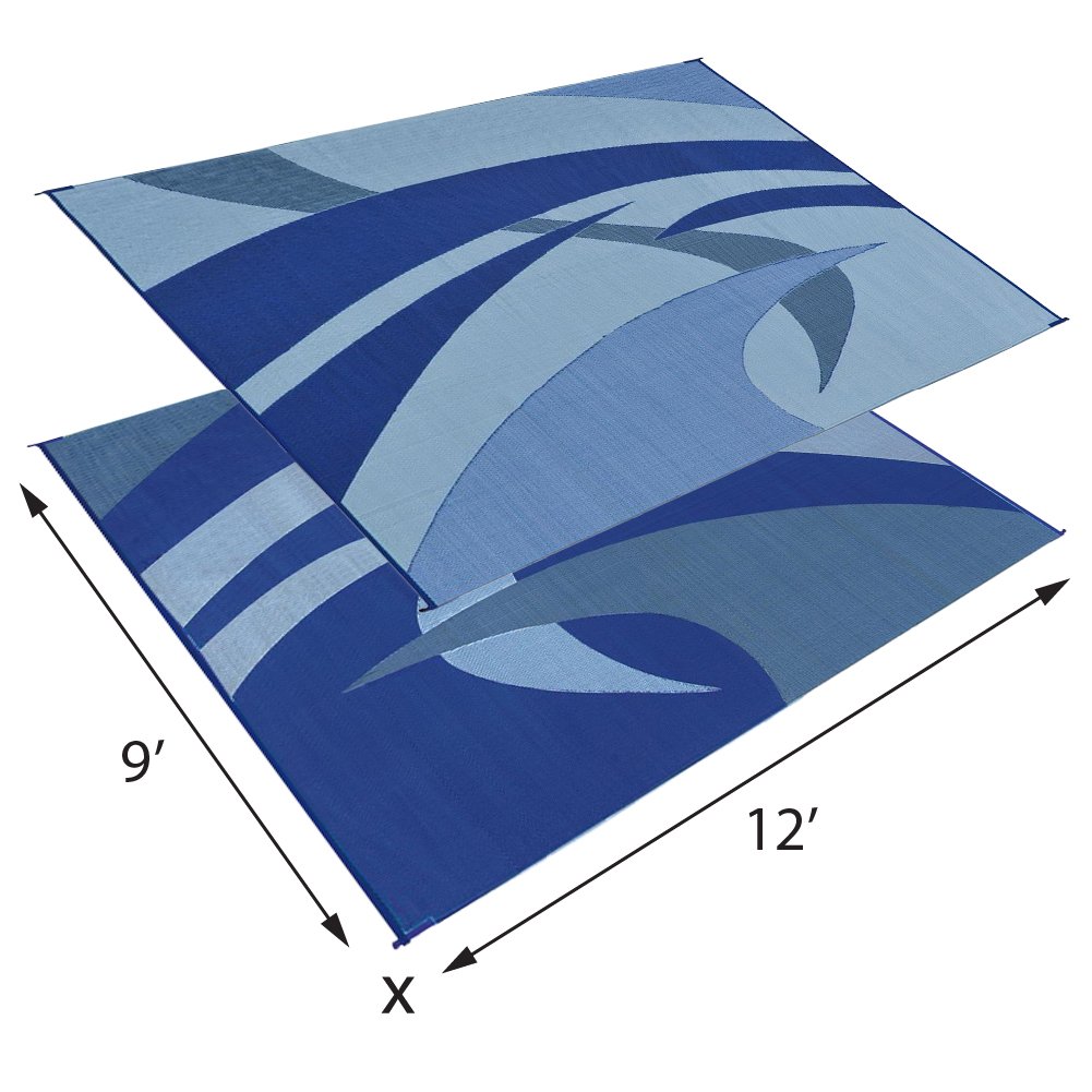 Reversible Mats 159123 Outdoor Patio / RV Camping Mat - Swirl (Blue ...