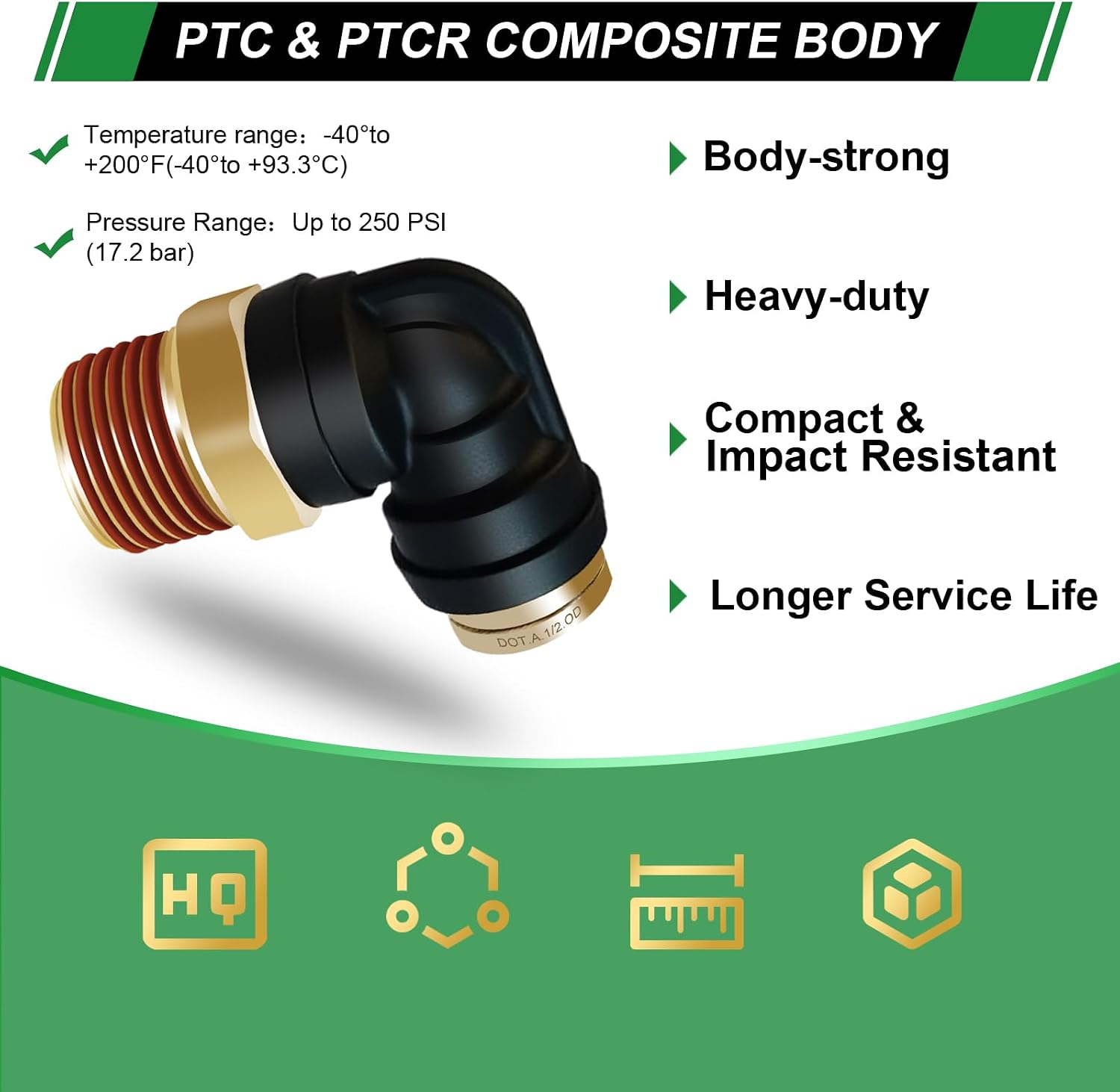1/2" DOT Air Line Fittings Elbow 3PCS, Quick Connect Hose Fittings