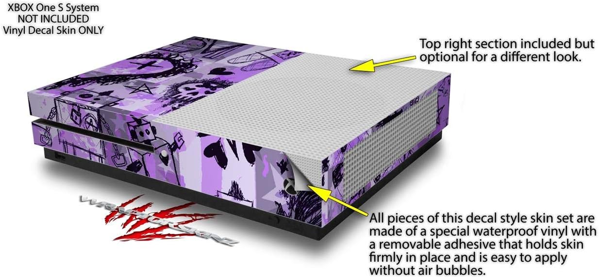 Decal Vinyl Skin Wrap Compatible with Xbox One S Console and Controllers - Scene Kid Sketches Purple