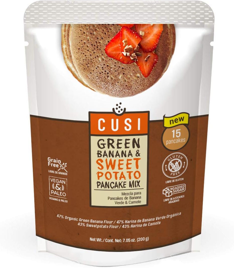 Paleo Sweet Potato & Green Banana Pancake & Waffle Mix By Cusi World USA : Delicious & Nutritious, No Sugar Added, Vegan Breakfast , Healthy , Quality Ingredients, Grain Free