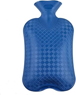 SHPEHP Napełniona wodą butelka na gorącą wodę z pokrywką 2 l naturalna butelka na gorącą wodę premium z pluszową poszewką szybko łagodzi ból - prezent zimowy (6 kolorów)- królewski błękit