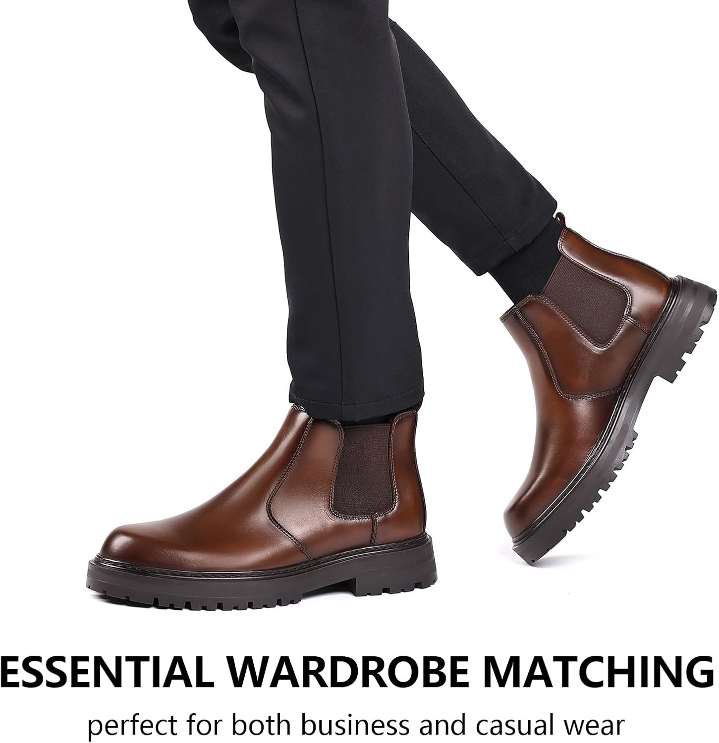 Holy dove Men's Wide Toe Box Platform Chelsea Boots Slip-On Casual Ankle Dress Boot - Image 7