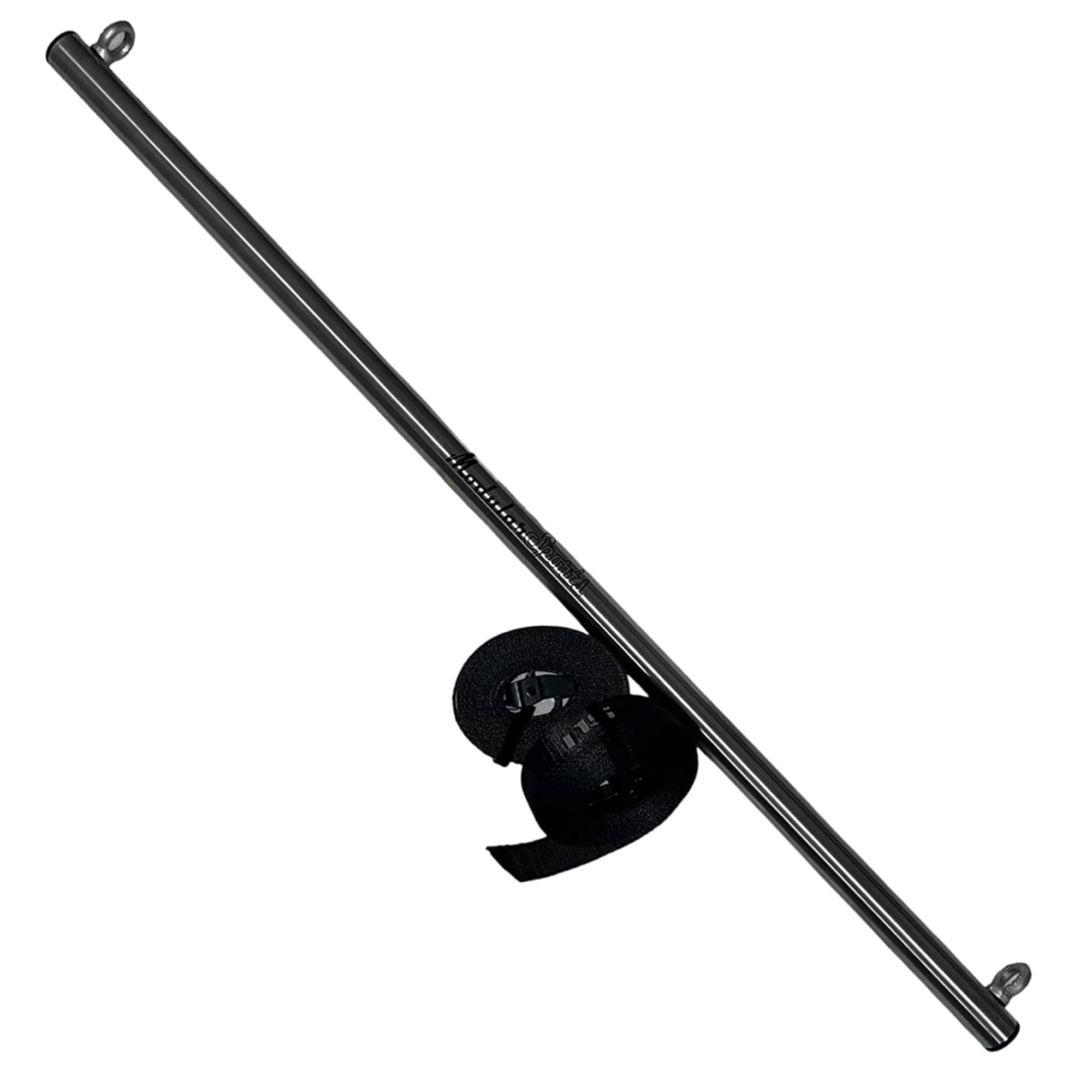 Barra per trazioni da appendere con cinghie e moschettoni, per allenamento di forza versatile, in acciaio inox