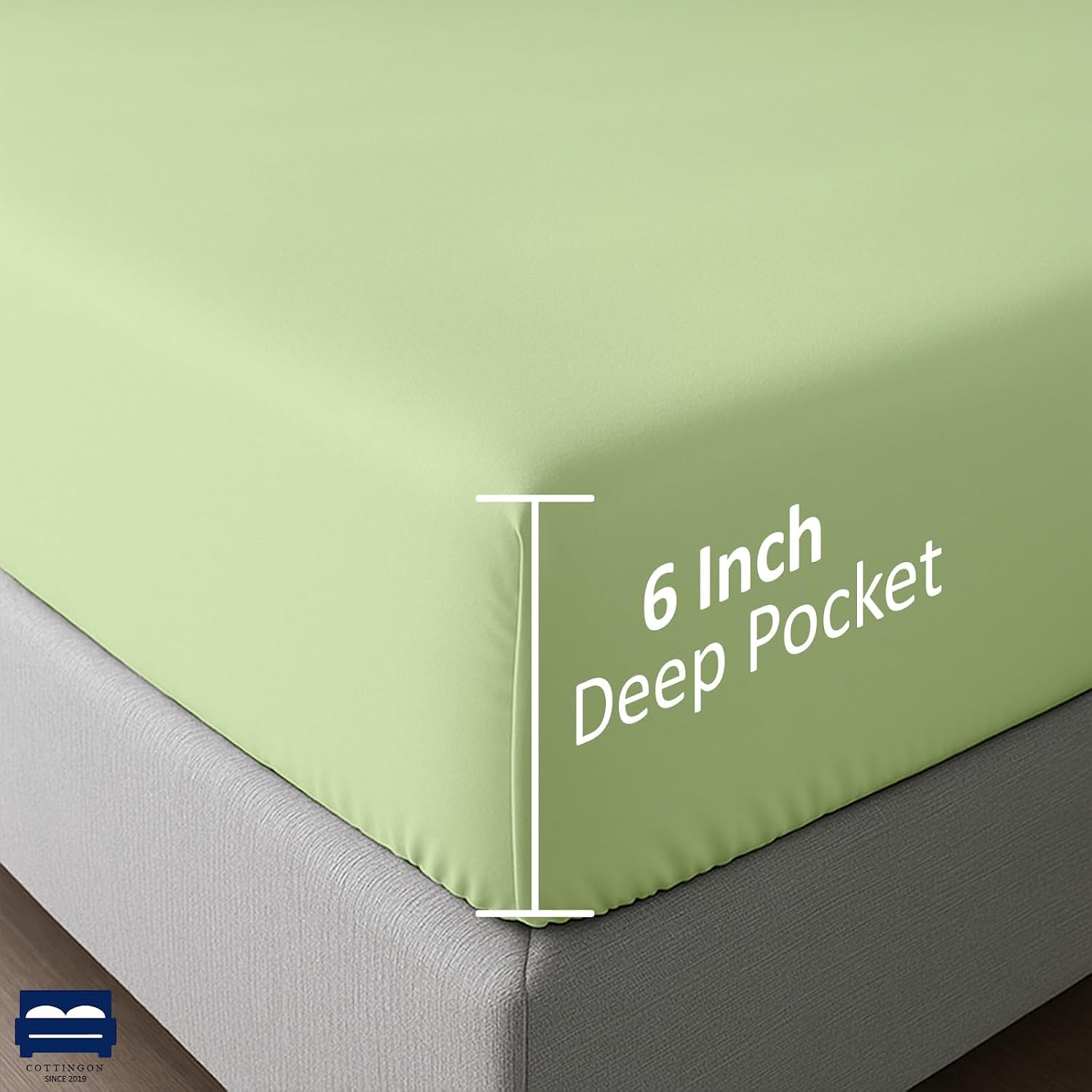 Cottingon 4 PC's Sleeper Sofa Full Sheets, 100% Microfiber, Sage image 5