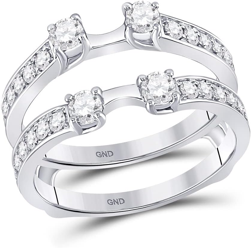 Dazzlingrock Collection 14kt White Gold Womens Round Diamond Wedding Wrap Ring Guard Enhancer 1 Cttw