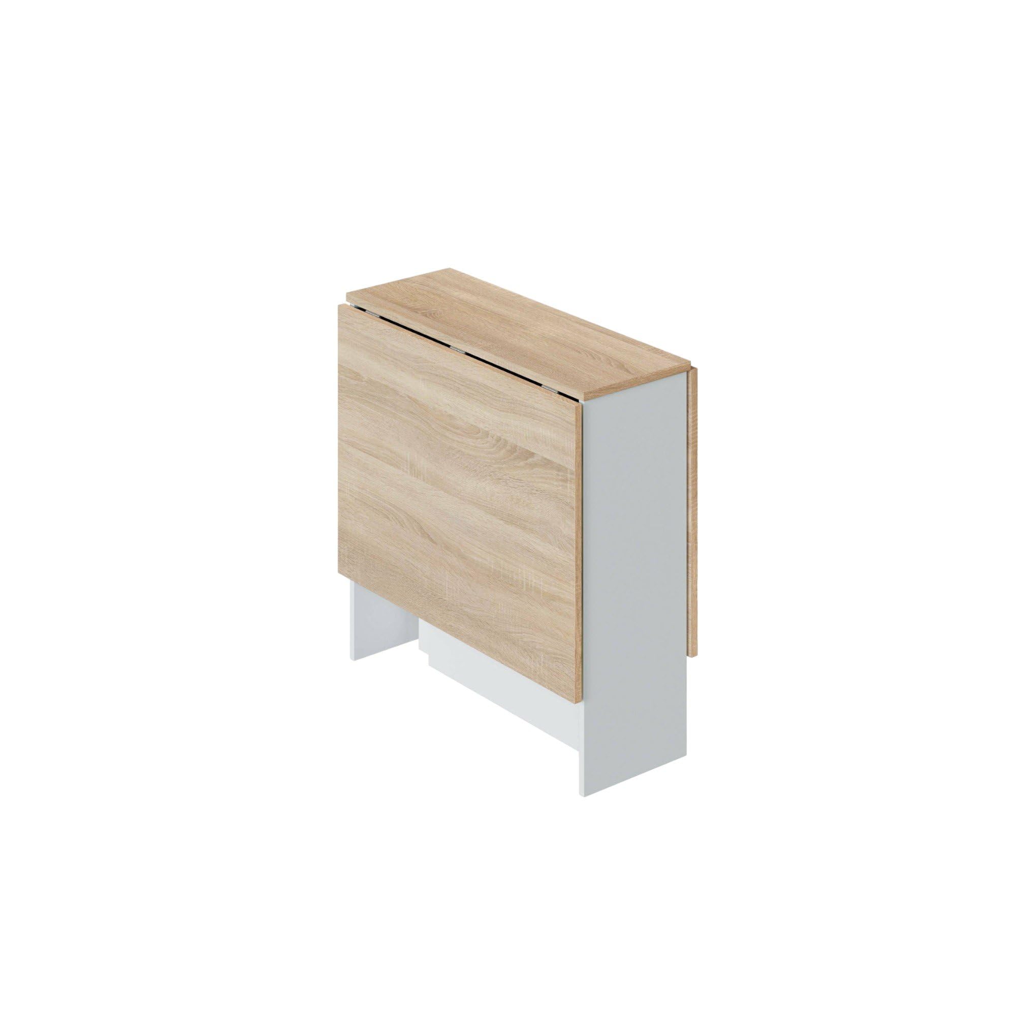 Dmora - Tavolo allungabile Toledo, Tavolo da pranzo pieghevole con piano abbattibile, Tavolo ausiliario richiudibile, 31x77h78 cm, Bianco e Rovere