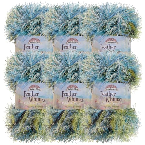 JubileeYarn Feather Whimsy Eyelash Yarn - Peacock - 6 Skeins