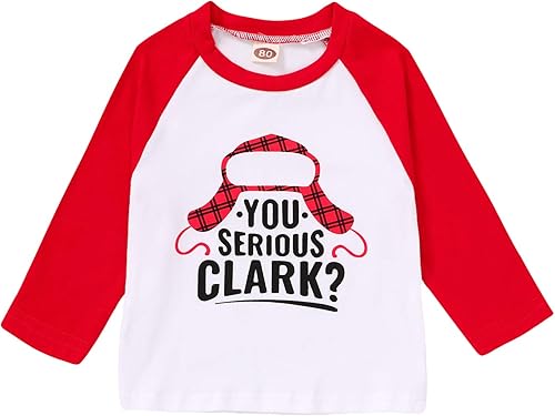 JEELLIGULAR Camiseta de Navidad para niños y niñas, camiseta de manga larga con estampado de letras para bebés, ropa de festival de 6 meses a 5 años