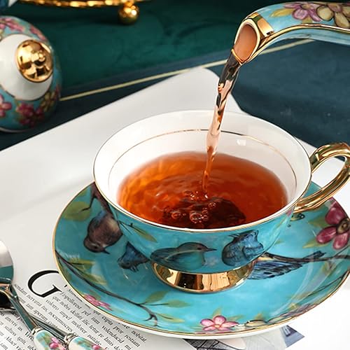 Miniatura 3 de Taza de café de porcelana británica con platillo y cuchara para tazas americanas con platillo, juego de tazas y platillos de porcelana, juego de 3