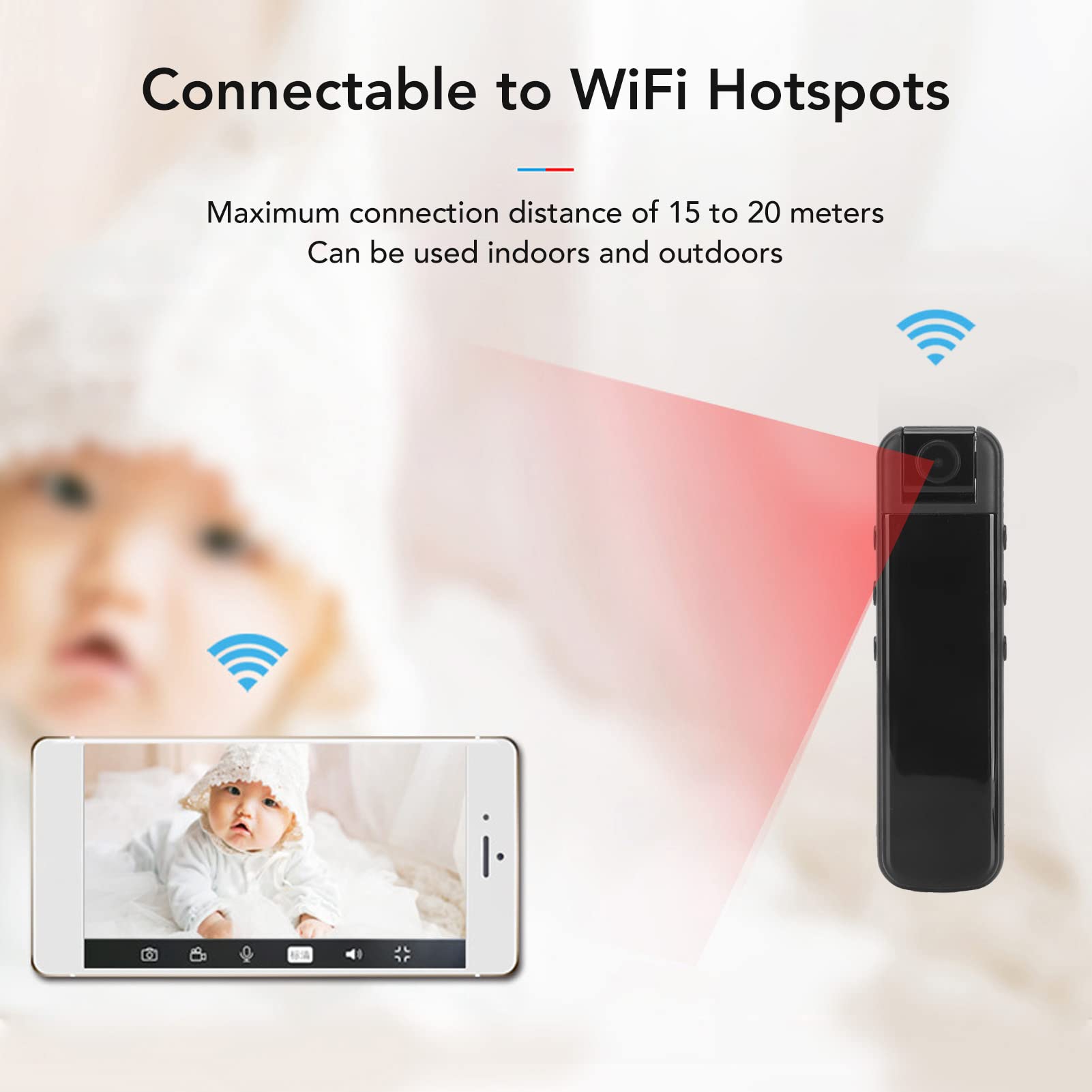 Przenośna Kamera WiFi, Mini Kamera Bezpieczeństwa 1080P HD, Obsługuje Nagrywanie Jednym Przyciskiem I Fotografowanie W Nocy, Akumulator Typu C, Używany W Pomieszczeniach I Na Zewnątrz