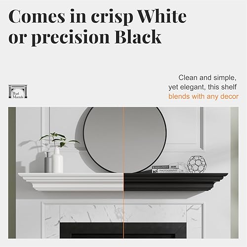 Miniatura 12 de Pearl Mantels ARYB48618 Clean and Sophisticated Painted MDF Mantel Shelf, 48", Crisp White Blanco Crisp