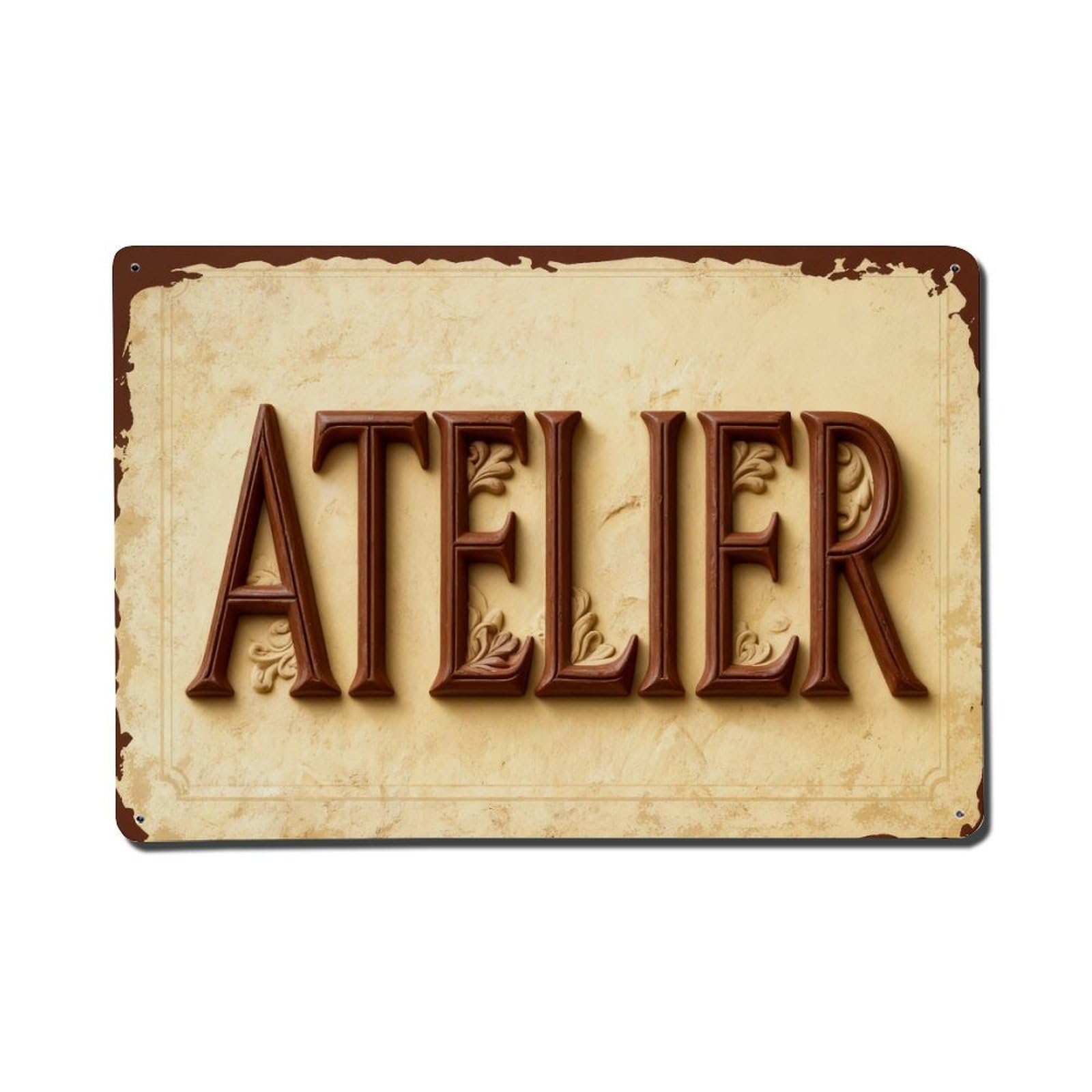 Atelier Sign Vintage Style Print Metal Tin Sign Plaque