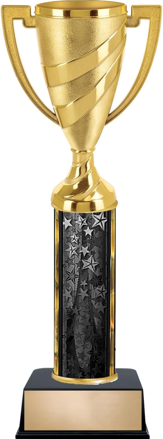 Crown Awards Customizable 11" Achievement Gold Swirl Cup Black Star Trophy Award, Engrave Now