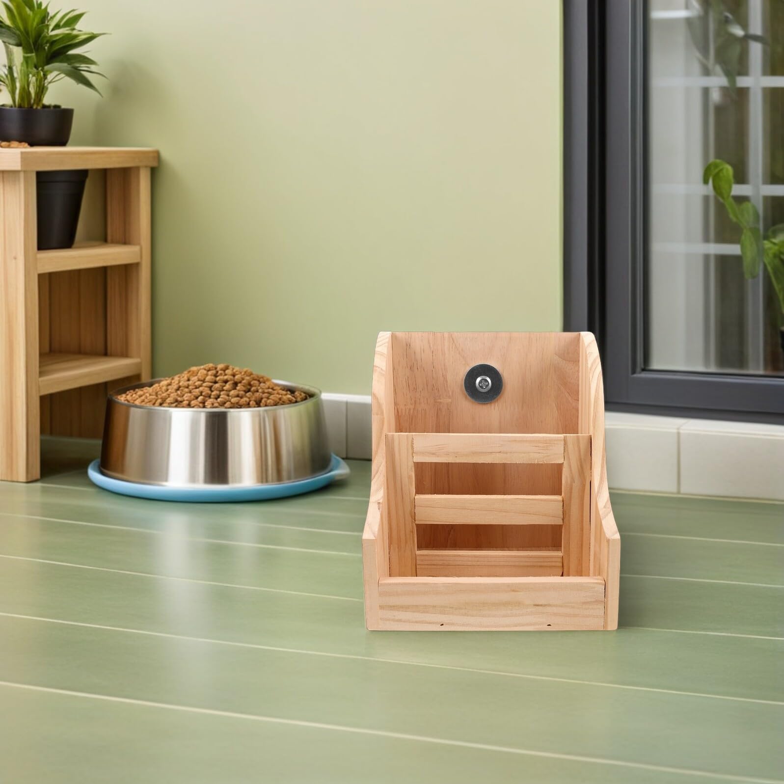 Holz Heuraufe mit Futternapf, 2-in-1 für Meerschweinchen | Chinchilla Geeignet, Integriertes Design, Einfache Montage, Strukturierte Form, Kompakt für Kleintiere