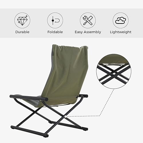 Miniatura 4 de Grand Patio Sillas plegables para acampar con otomana, acero de respaldo alto, resistente, portátil, tela totalmente acolchada para adultos, asiento