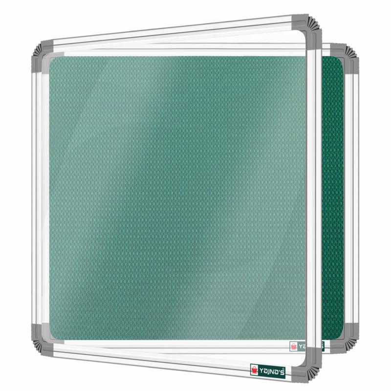 Image of YAJNAS 2x2 Feet Premium Material Green Designed Notice Board with Acrylic Door /Soft Board /Bulletin Board /Pin-up Display Board for Study Room, Office, School & Home Use